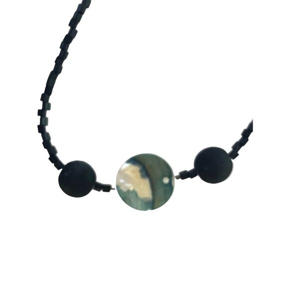 Natural Santorini Greece Volcanic Lava Black Beaded Necklace - Picture 5 of 14